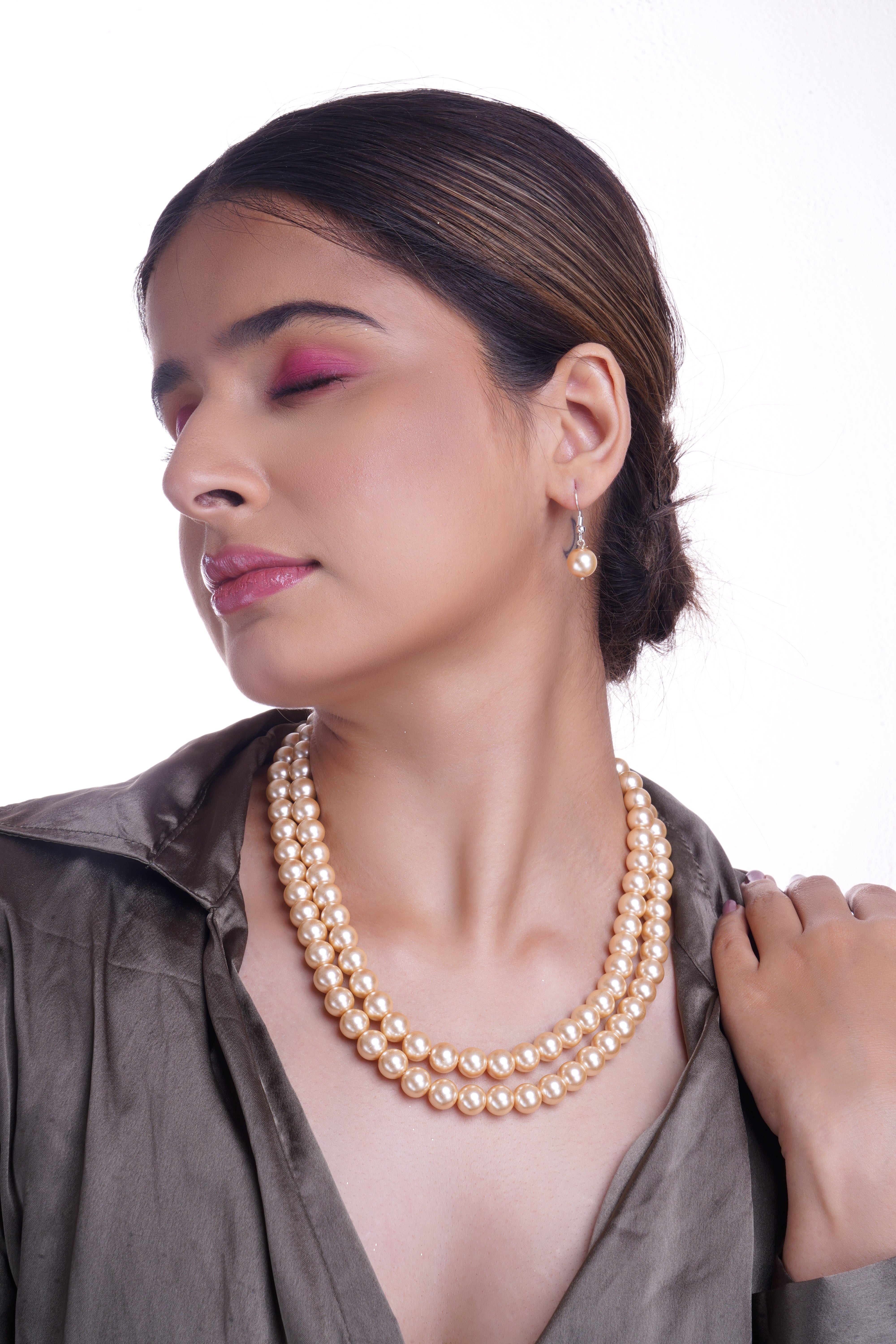 Freshwater Classic Golden Pearl  Necklace