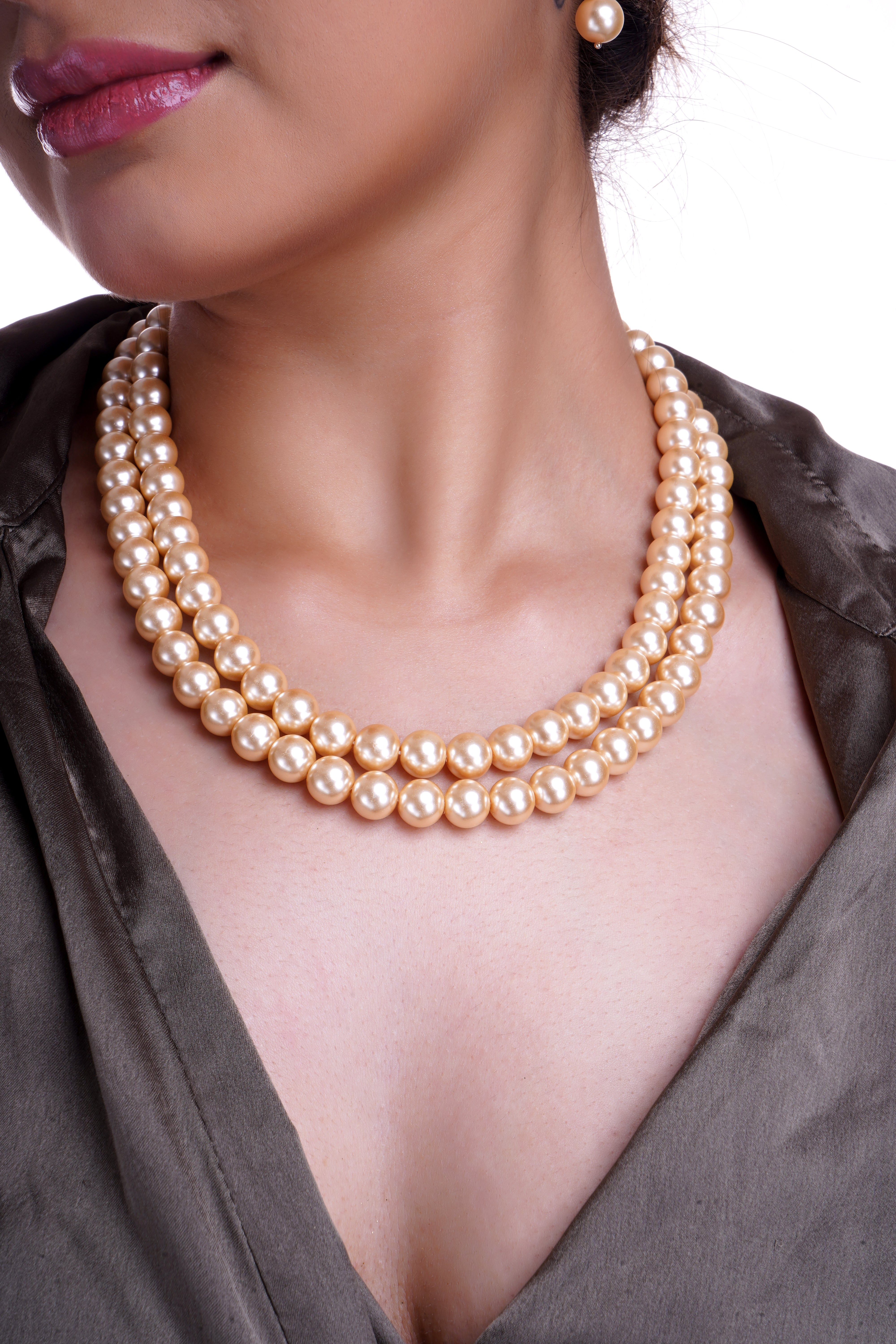 Freshwater Classic Golden Pearl  Necklace