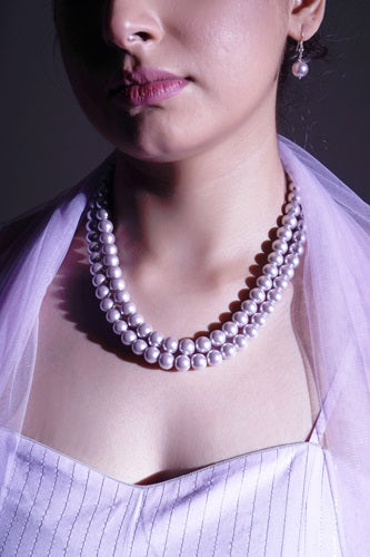 DAZZLING ORCHID PEARL DOUBLE LAYER NECKLACE