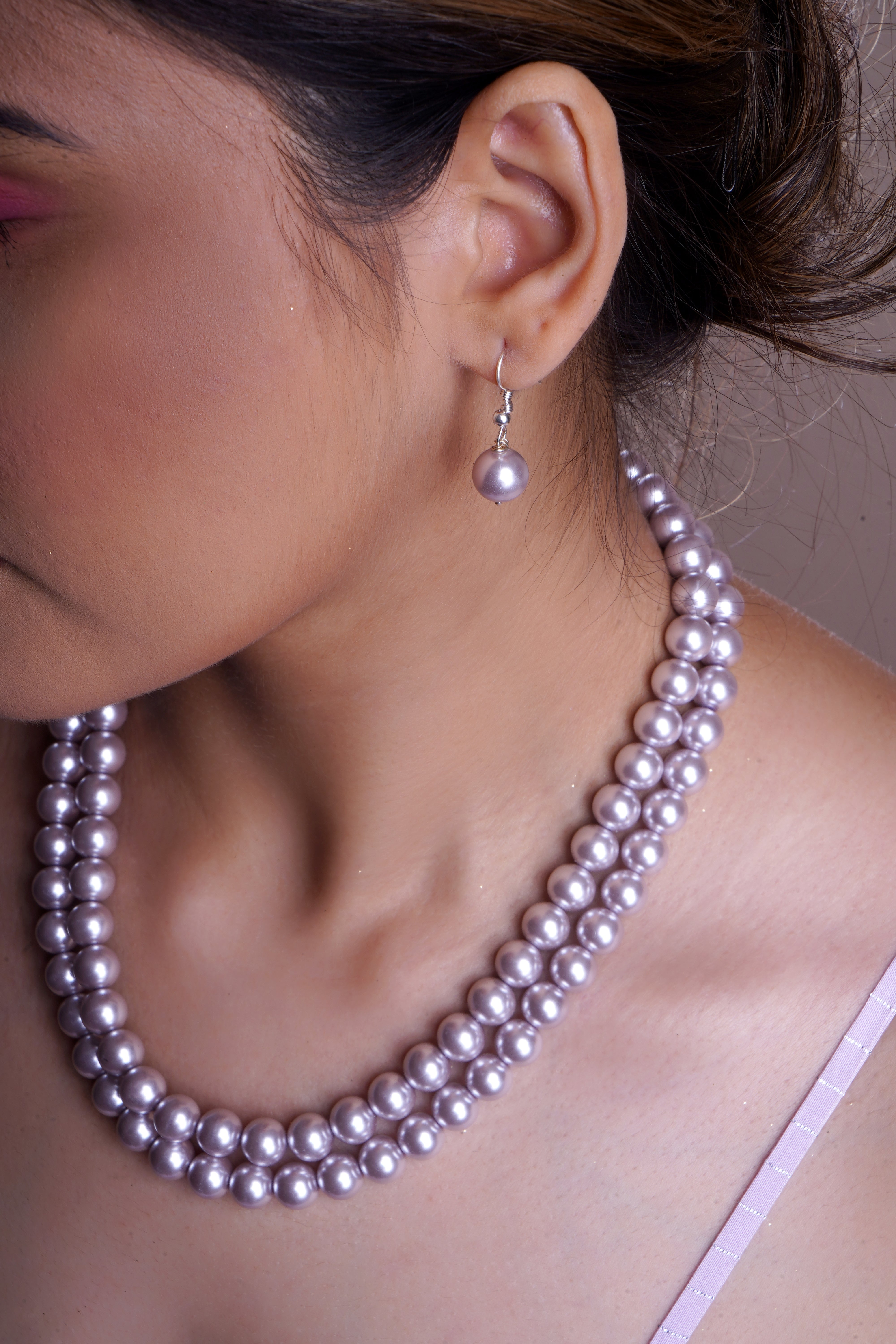 DAZZLING ORCHID PEARL DOUBLE LAYER NECKLACE