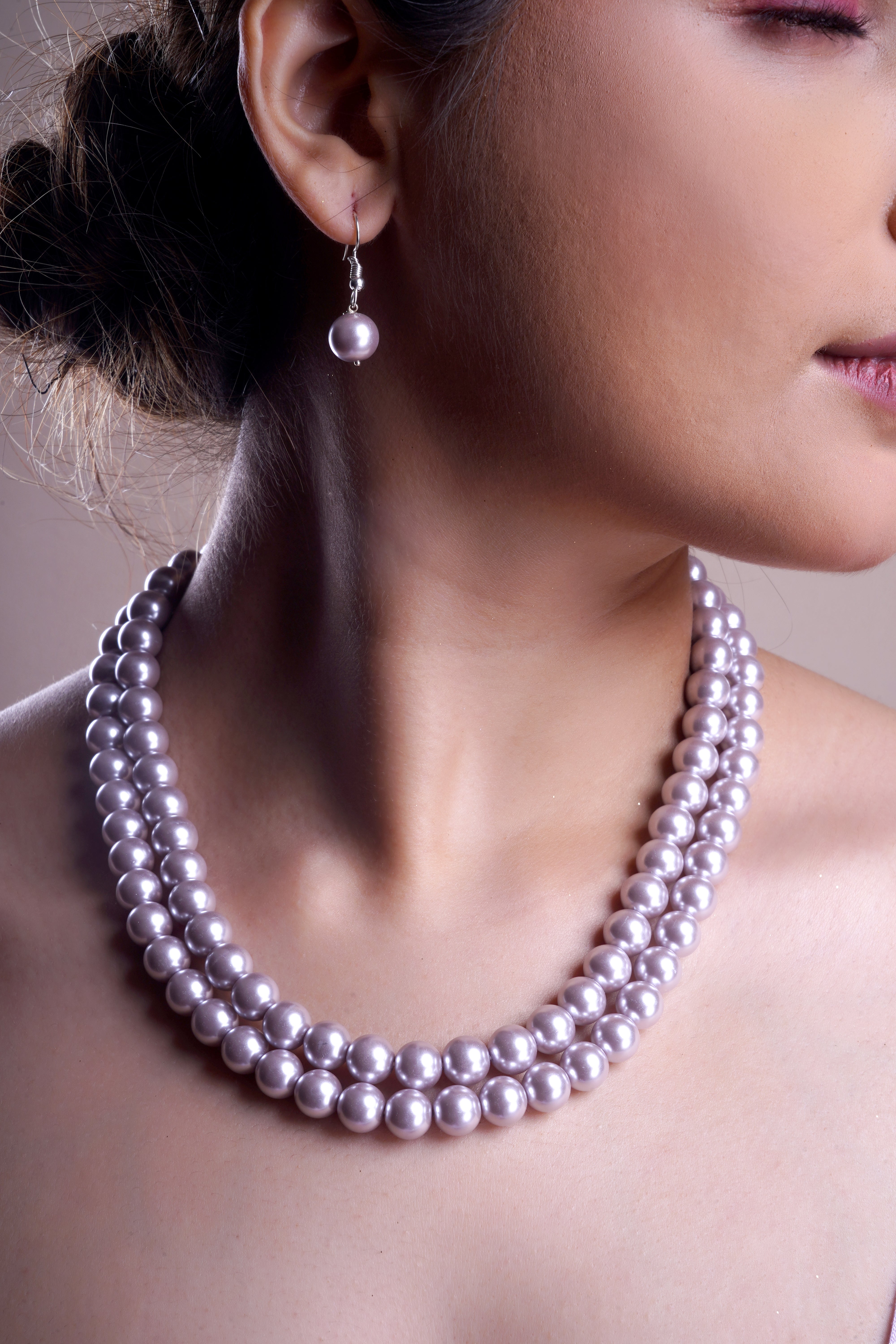 DAZZLING ORCHID PEARL DOUBLE LAYER NECKLACE