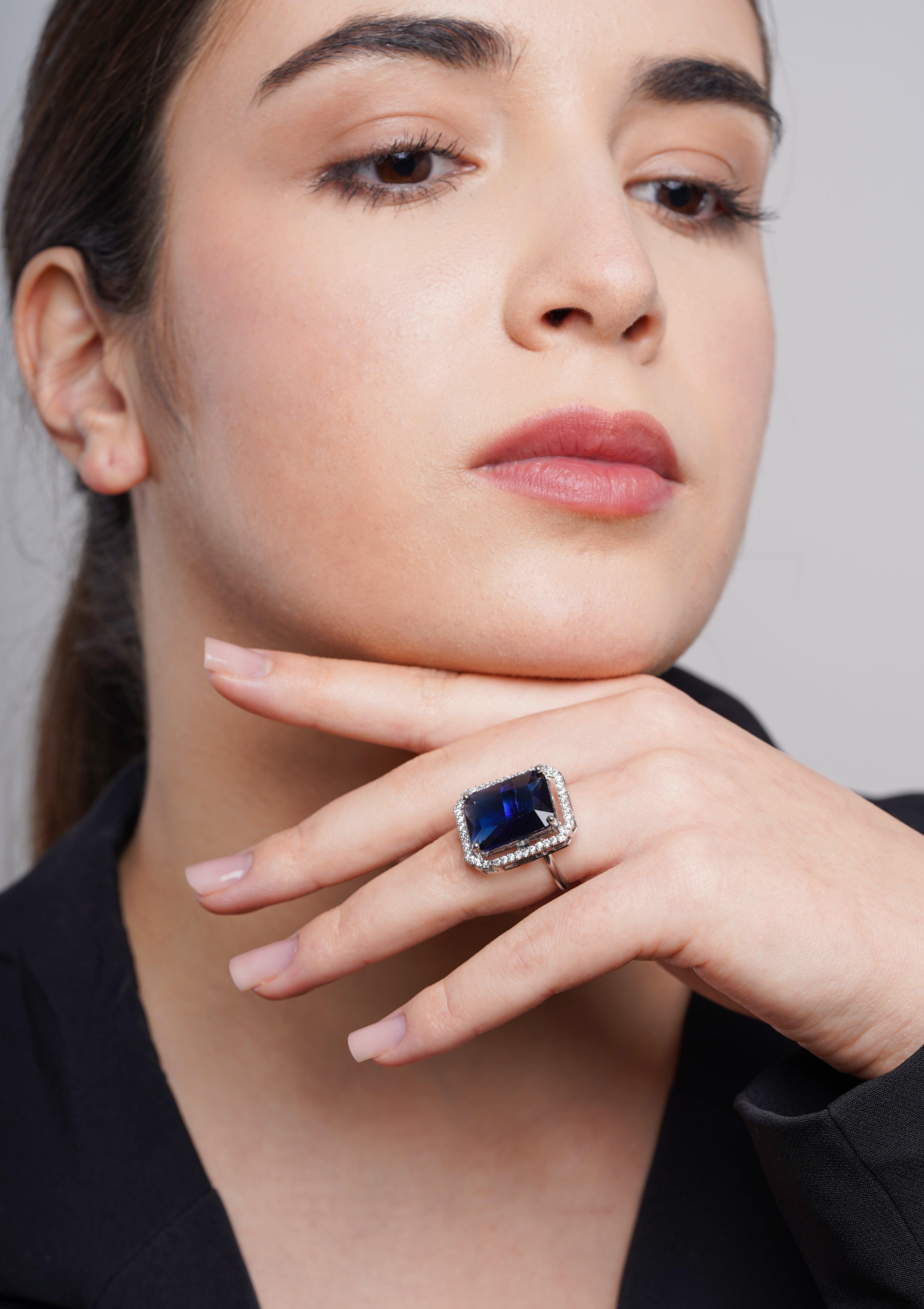 SHOPHISTICATED BLUE SAPPHIE ADJUSTABLE RING